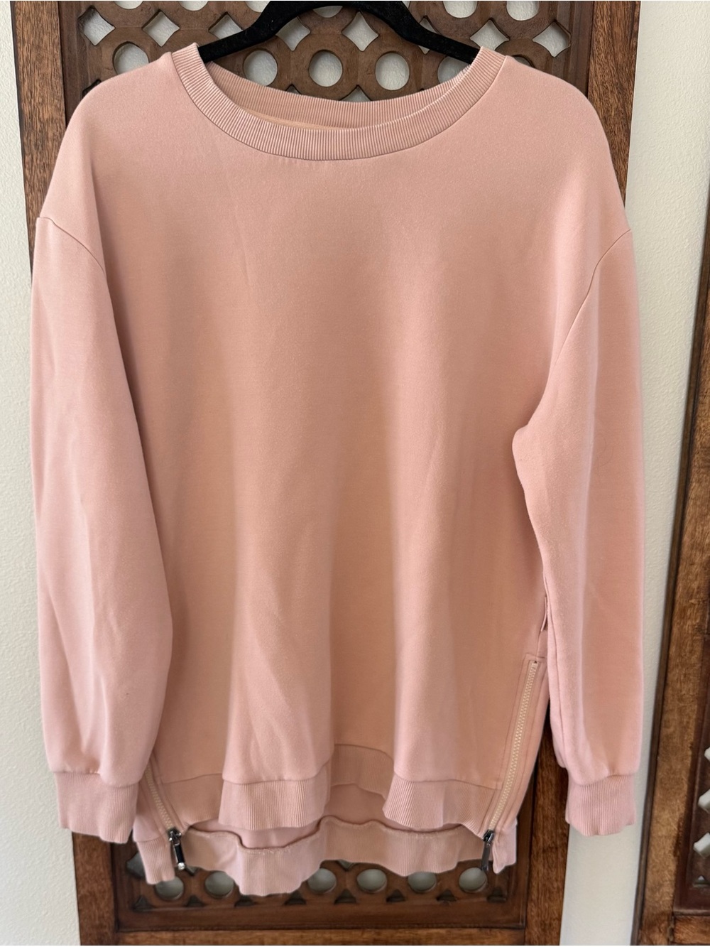 Varley Charter Sweat Blush Pink Side Zip Pullover Oversized Sweatshirt M
